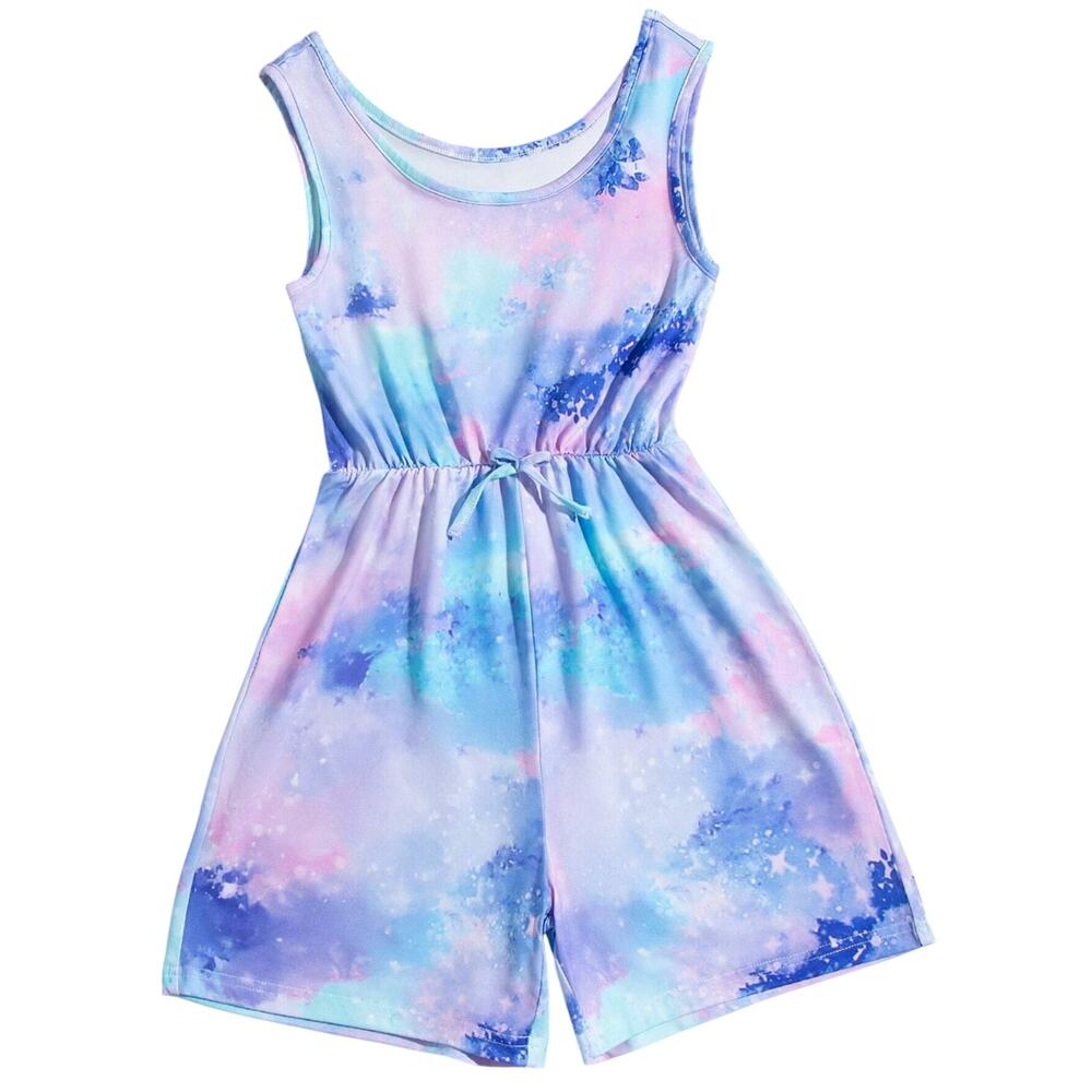 Girls Gradient Twisted Pattern Romper in Blue/Purple, Size 9Y